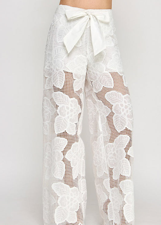 CROCHET PANTS W/ CONTRAST BELT