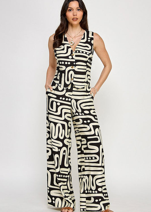 PRINTED VEST AND PANTS SET