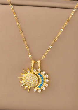 Collar de luna y sol con rhinestones