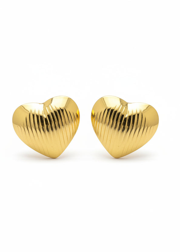 Pendientes en acero inoxidable | Estilo de corazon en dorado