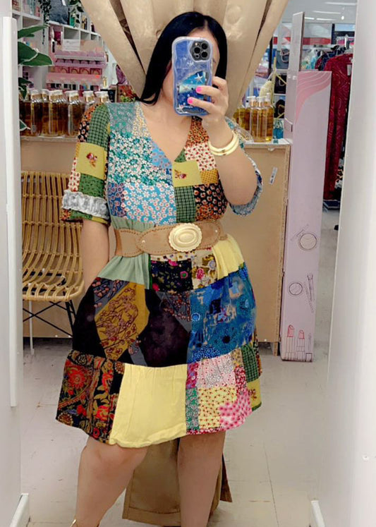 Dress Floral Bohemian Vibe Patchwork
