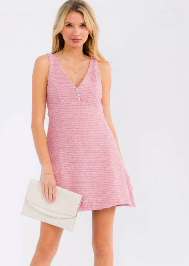WOMEN'S SLEEVELESS V-
NECK TWILL MINI DRESS