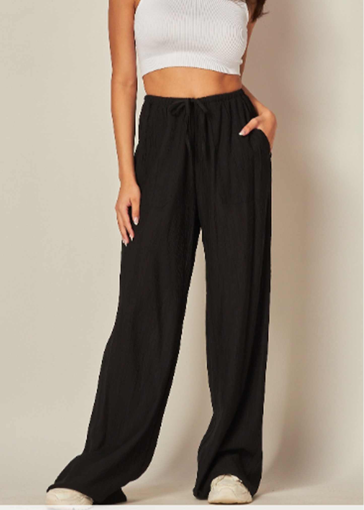 Wide Leg Pants | Rayon | Black