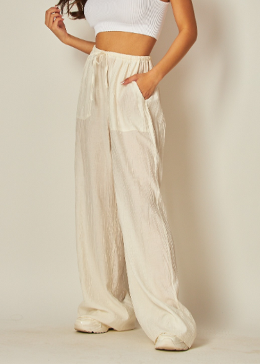 Wide Leg Pants | Rayon | ivory white